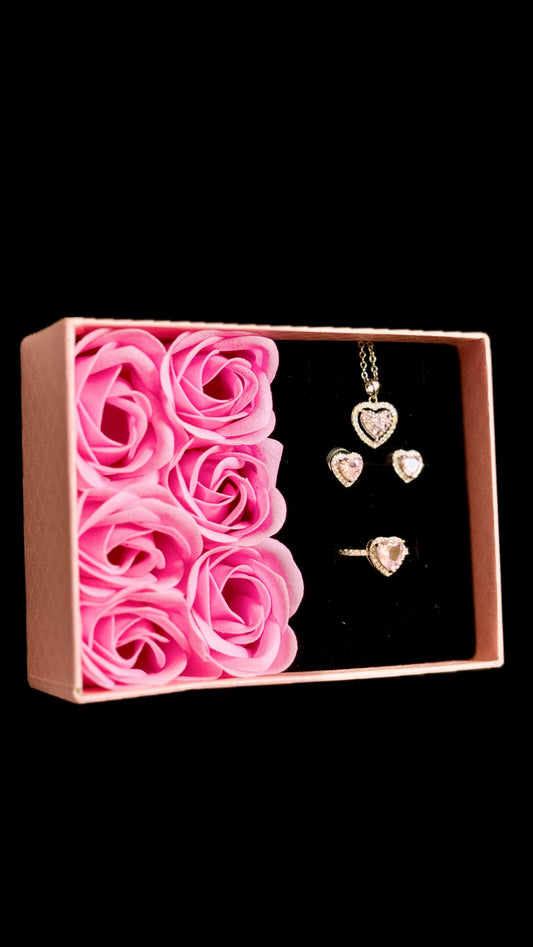 Set Pink Hearts + punguță de cadou