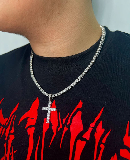 Colier Tennis Cross Silver - Icedout.nm