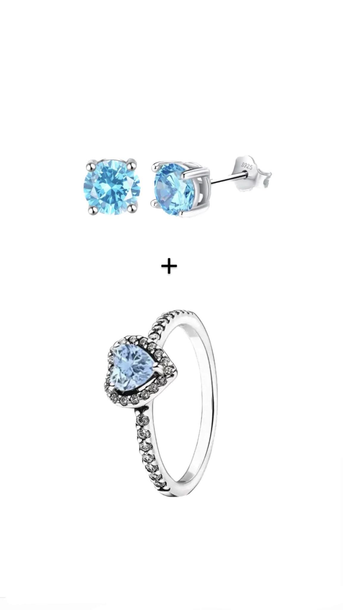 Set Aquamarine Cercei + Inel Argint 925 - Icedout.nm