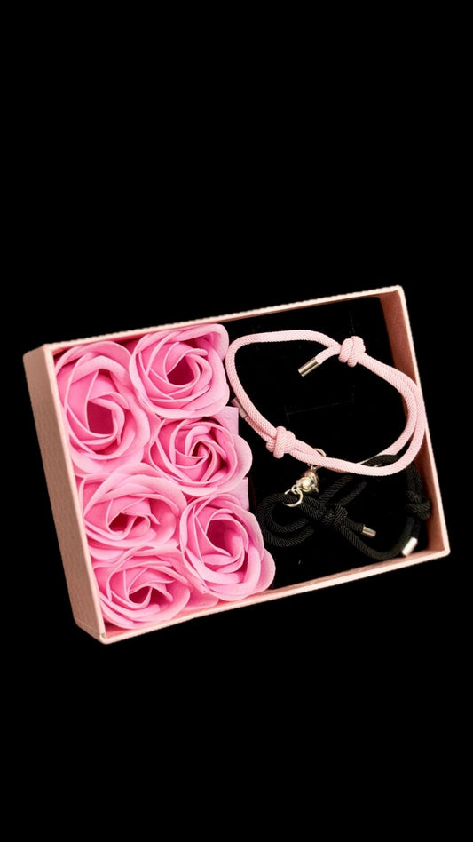 Set Brățări Duo Heart Pink&Black + punguță de cadou - Icedout.nm