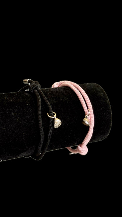 Set Brățări Duo Heart Pink&Black + punguță de cadou