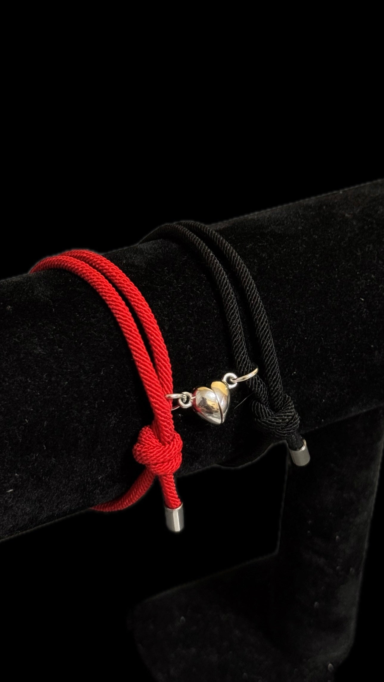 Set Brățări Duo Heart Red&Black + punguță de cadou