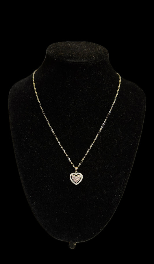 Colier Round Heart White / Pink