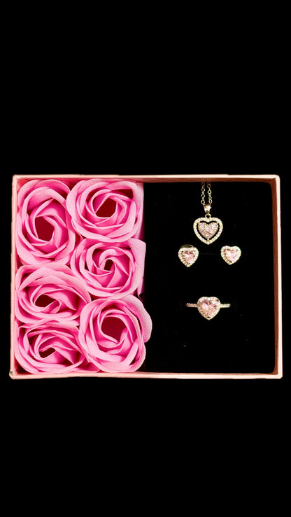 Set Pink Hearts + punguță de cadou