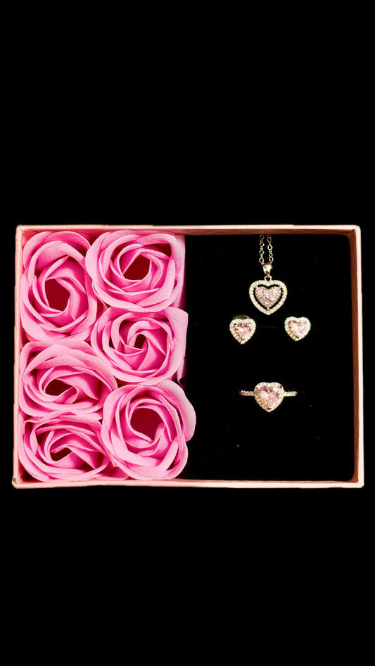 Set Pink Hearts + punguță de cadou