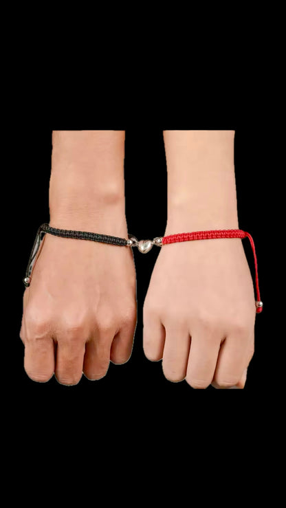 Set Brățări Duo Heart Red&Black + punguță de cadou