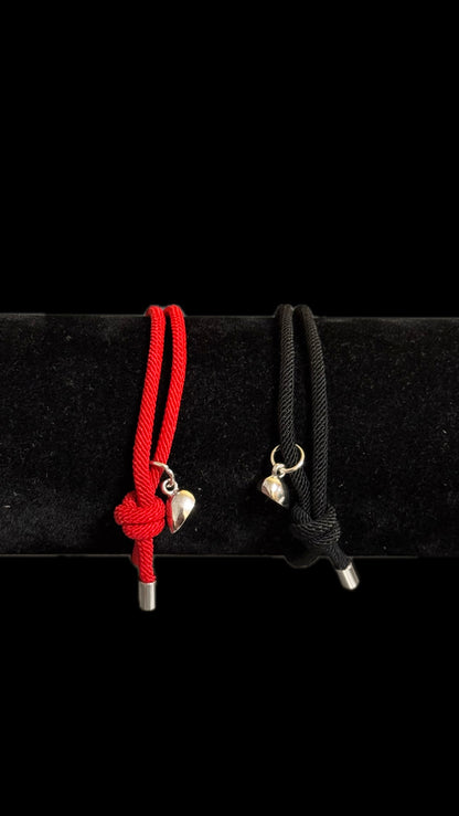 Set Brățări Duo Heart Red&Black + punguță de cadou
