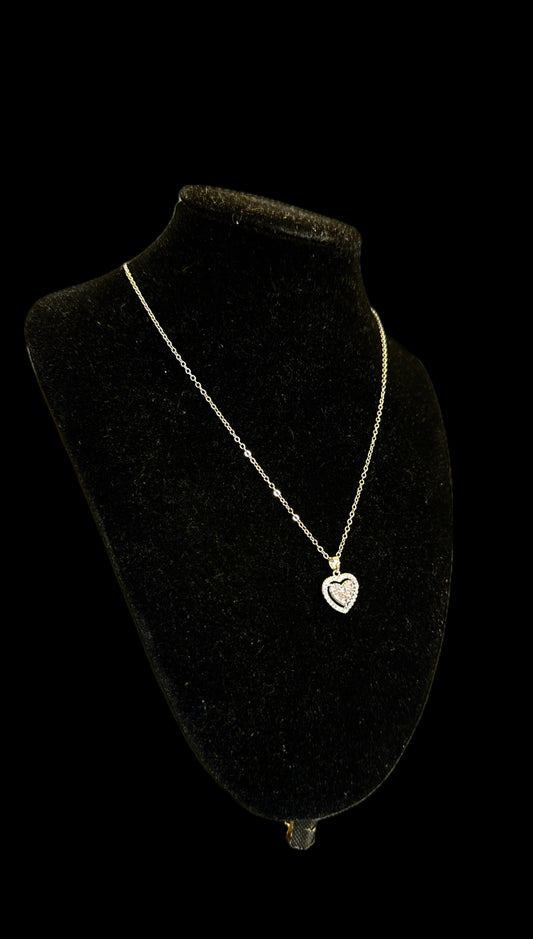 Colier Round Heart White / Pink