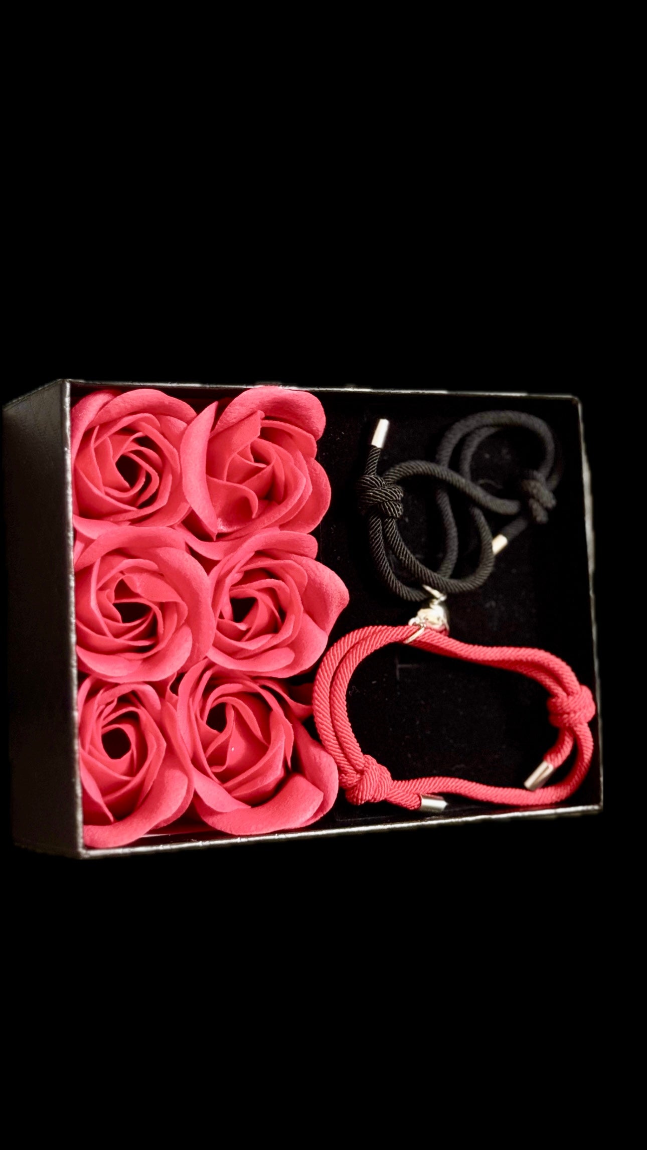 Set Brățări Duo Heart Red&Black + punguță de cadou