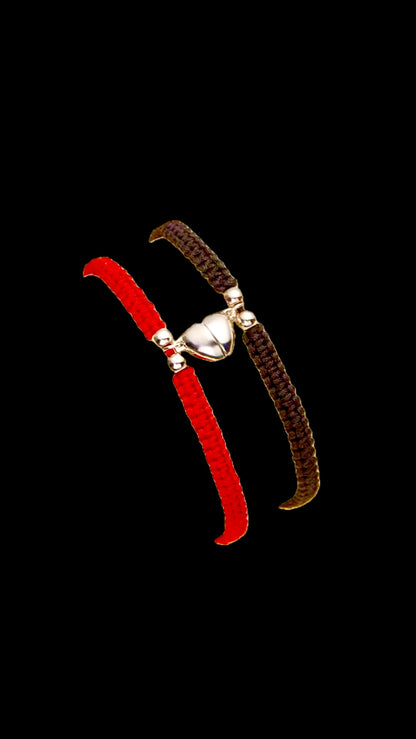 Set Brățări Duo Heart Red&Black + punguță de cadou