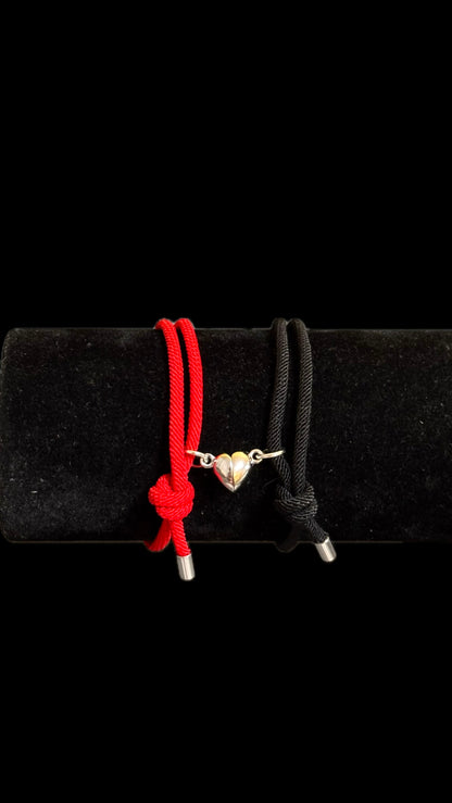 Set Brățări Duo Heart Red&Black + punguță de cadou