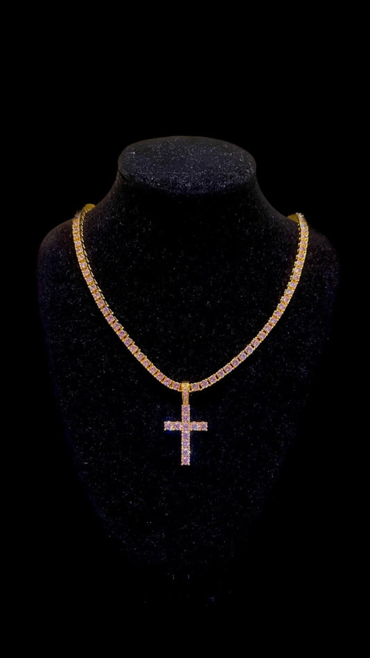 Colier Tennis Cross Gold - Icedout.nm