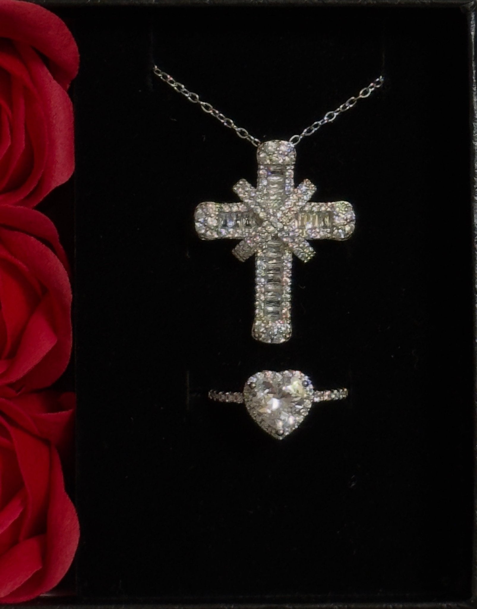 Set Colier Extreme Cross silver + Inel + punguță de cadou - Icedout.nm