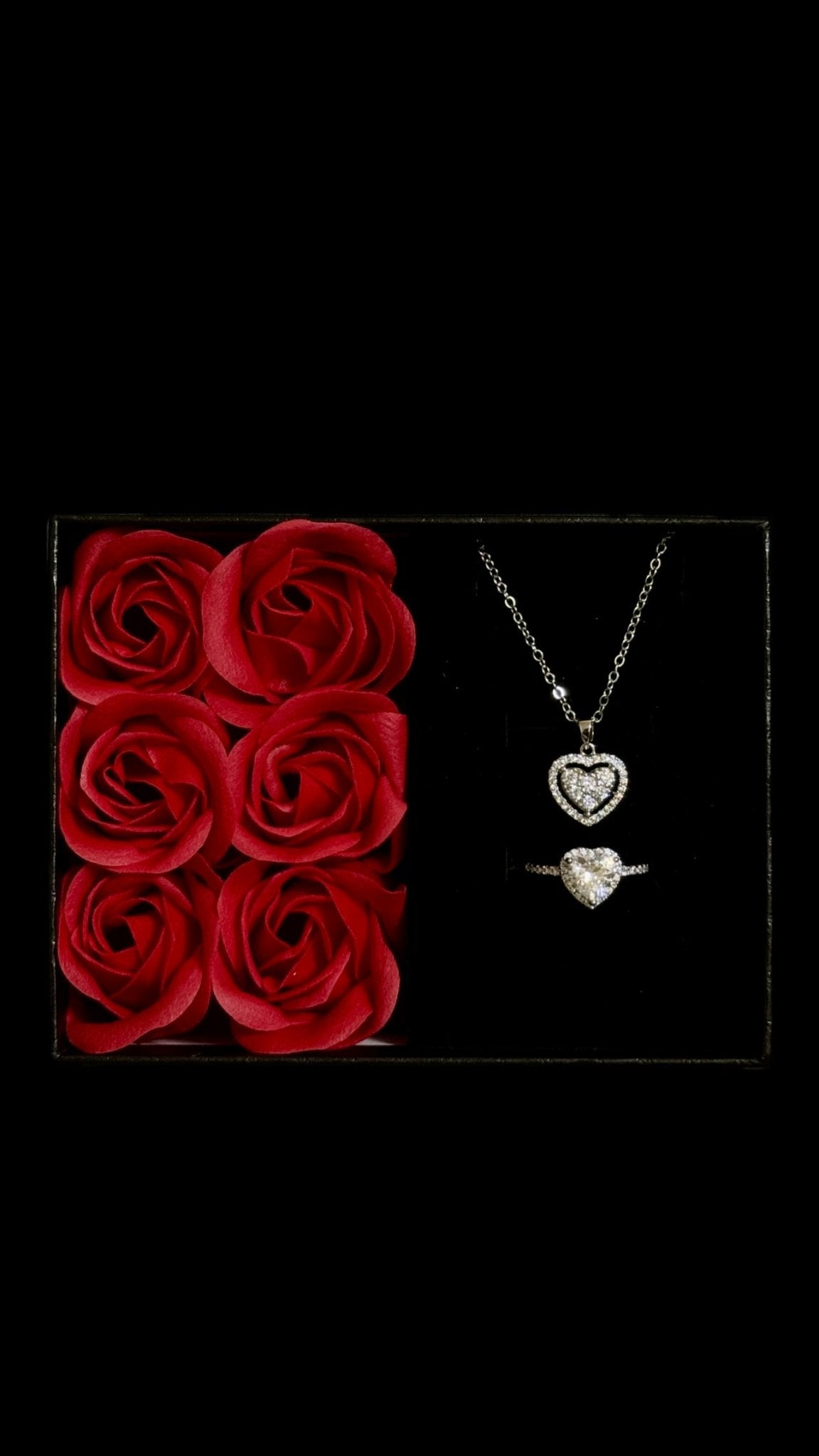 Set Colier White Heart silver + Inel + punguță de cadou - Icedout.nm
