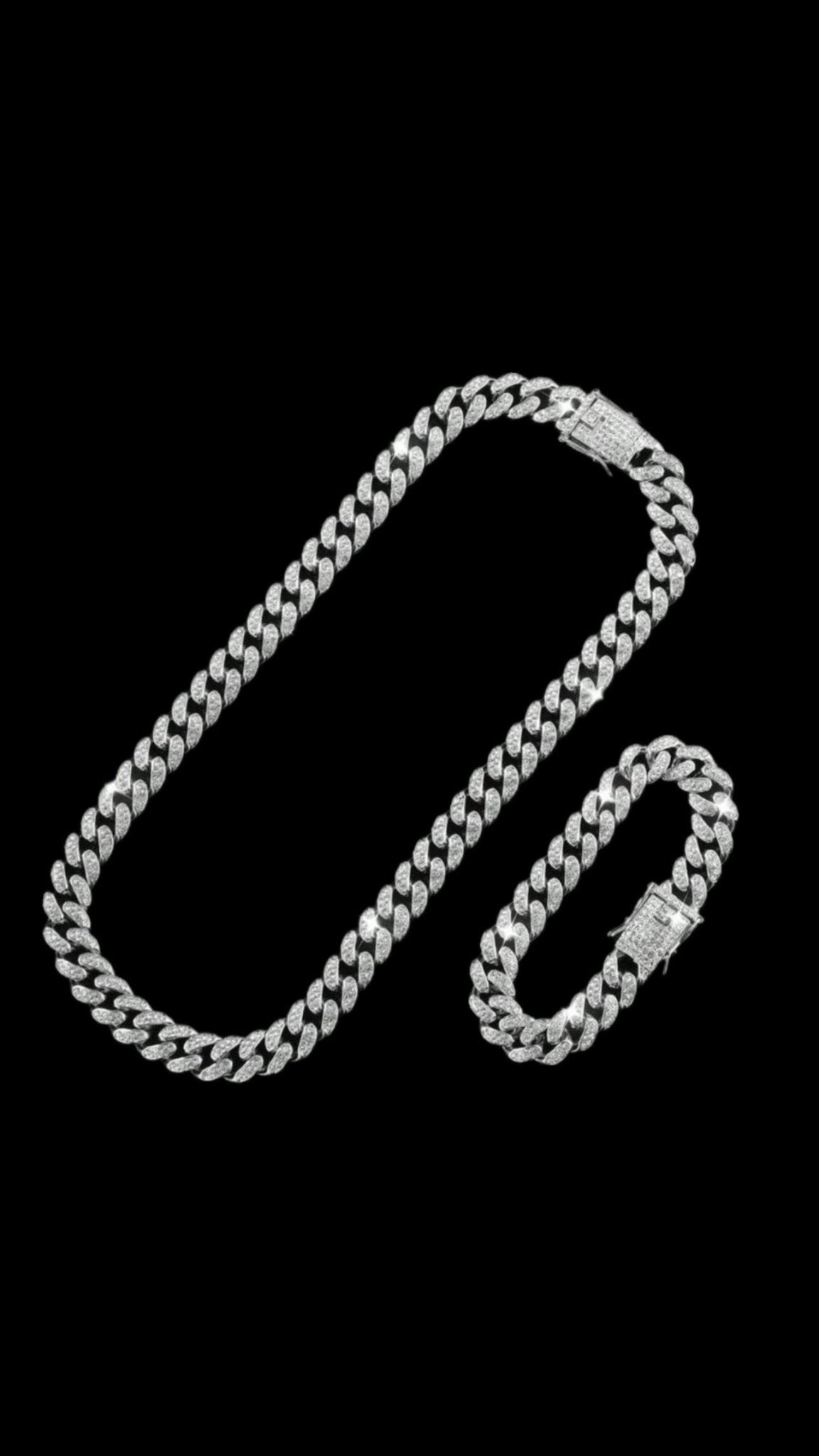 Set Cuban Clasic Silver + Ceas ICEDOUT - Icedout.nm