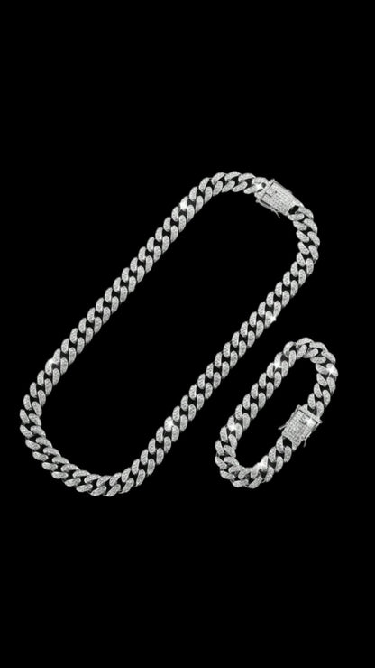 Set Cuban Clasic Silver + Ceas ICEDOUT - Icedout.nm