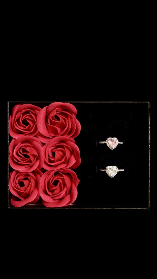 Set Inele Pink&White Heart + punguță de cadou - Icedout.nm